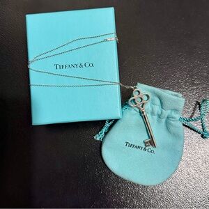 Tiffany & Co. Silver Key Pendant on 18K White Gold Chain